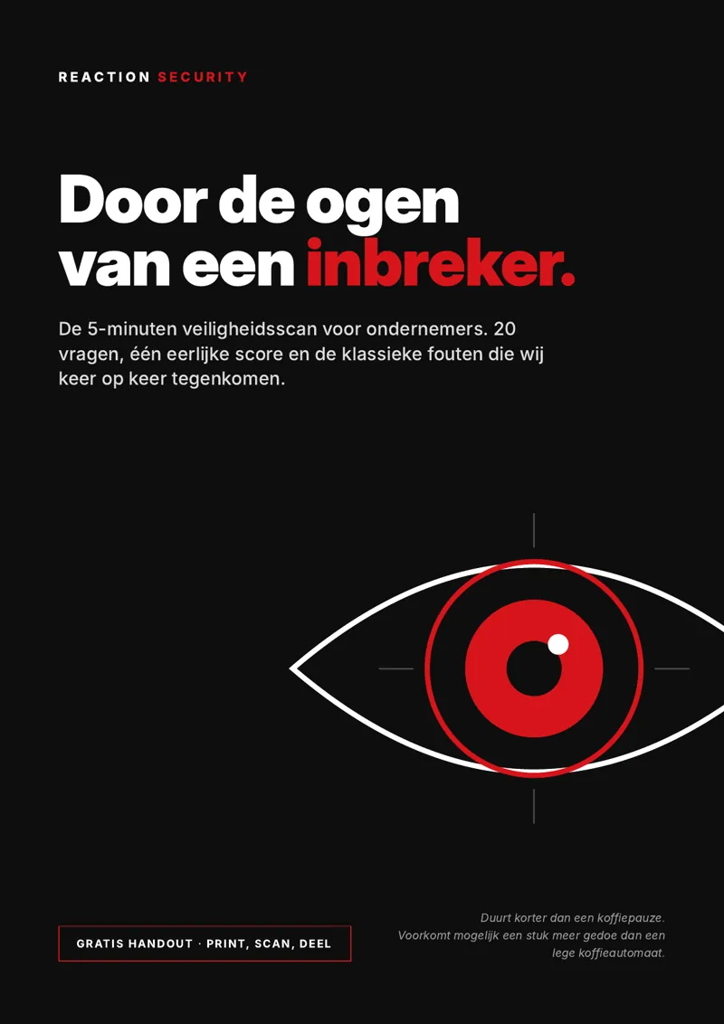 Voorkant van de handout Door de ogen van een inbreker van Reaction Security